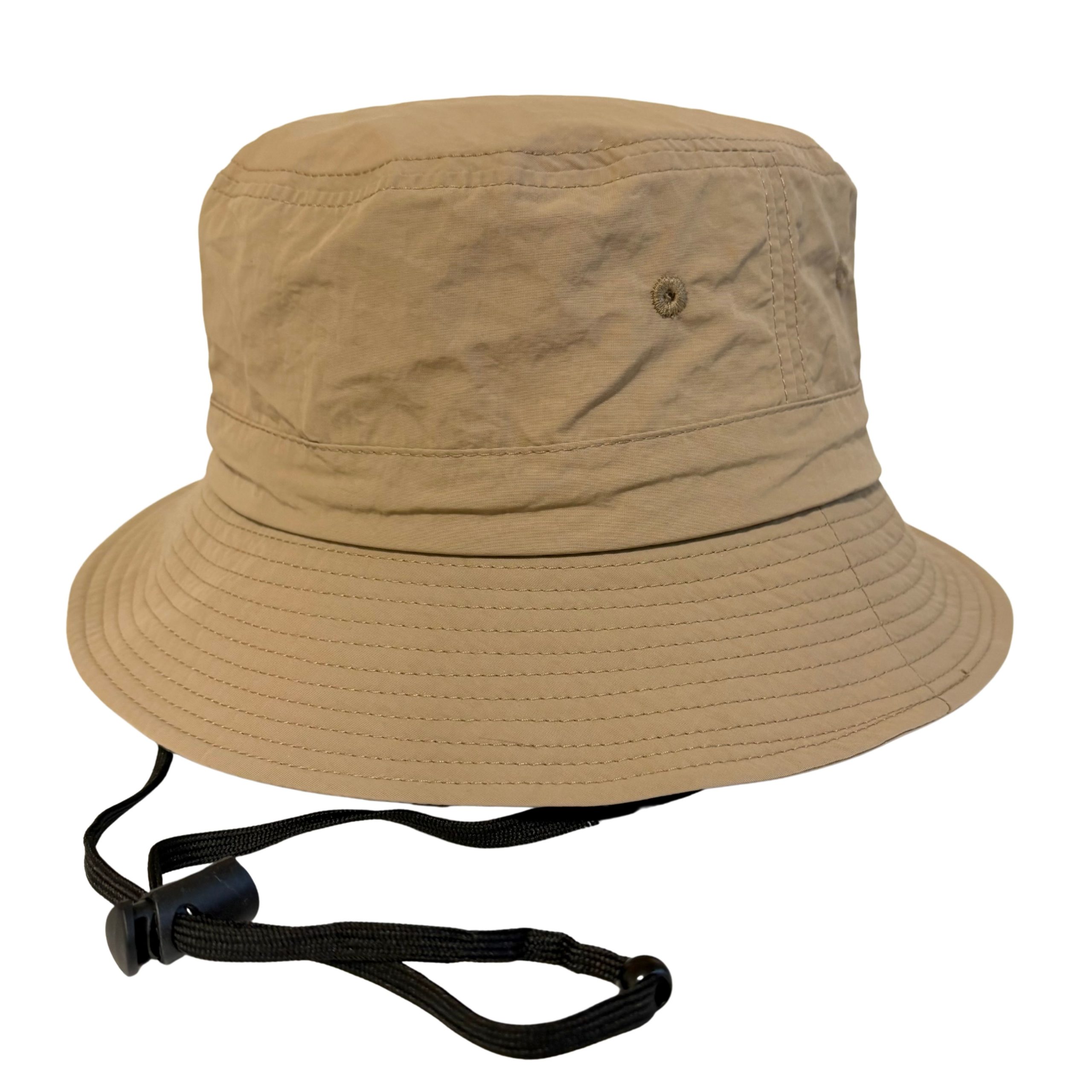 ナイロン風ホックサファリハット - ナイロン風 バケットハット ひも付き 無地 シンプル 小ぶり - 画像 (4)