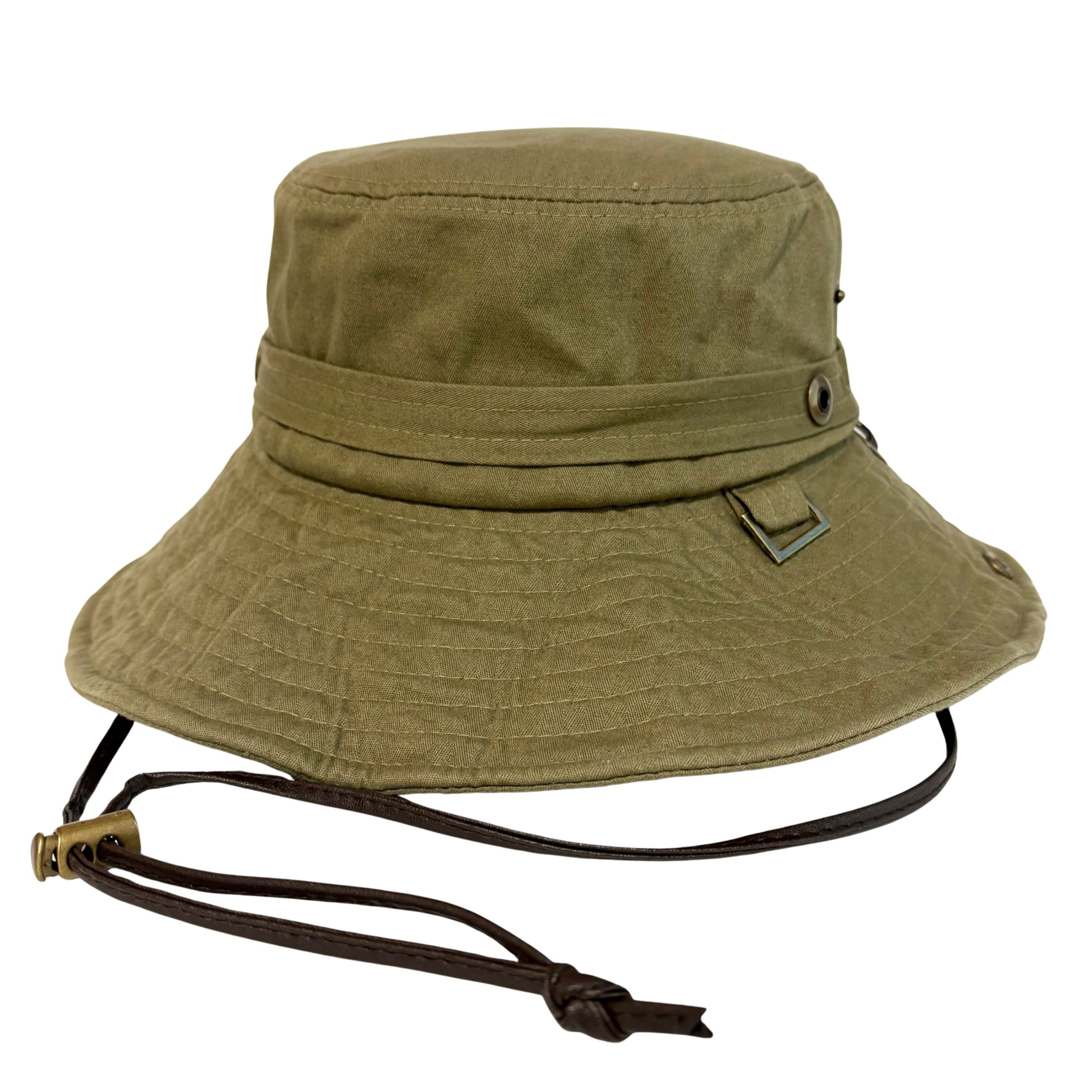 ウォッシュホックサファリハット - ウォッシュ加工 サファリハット シンプル 無地 ホック付き