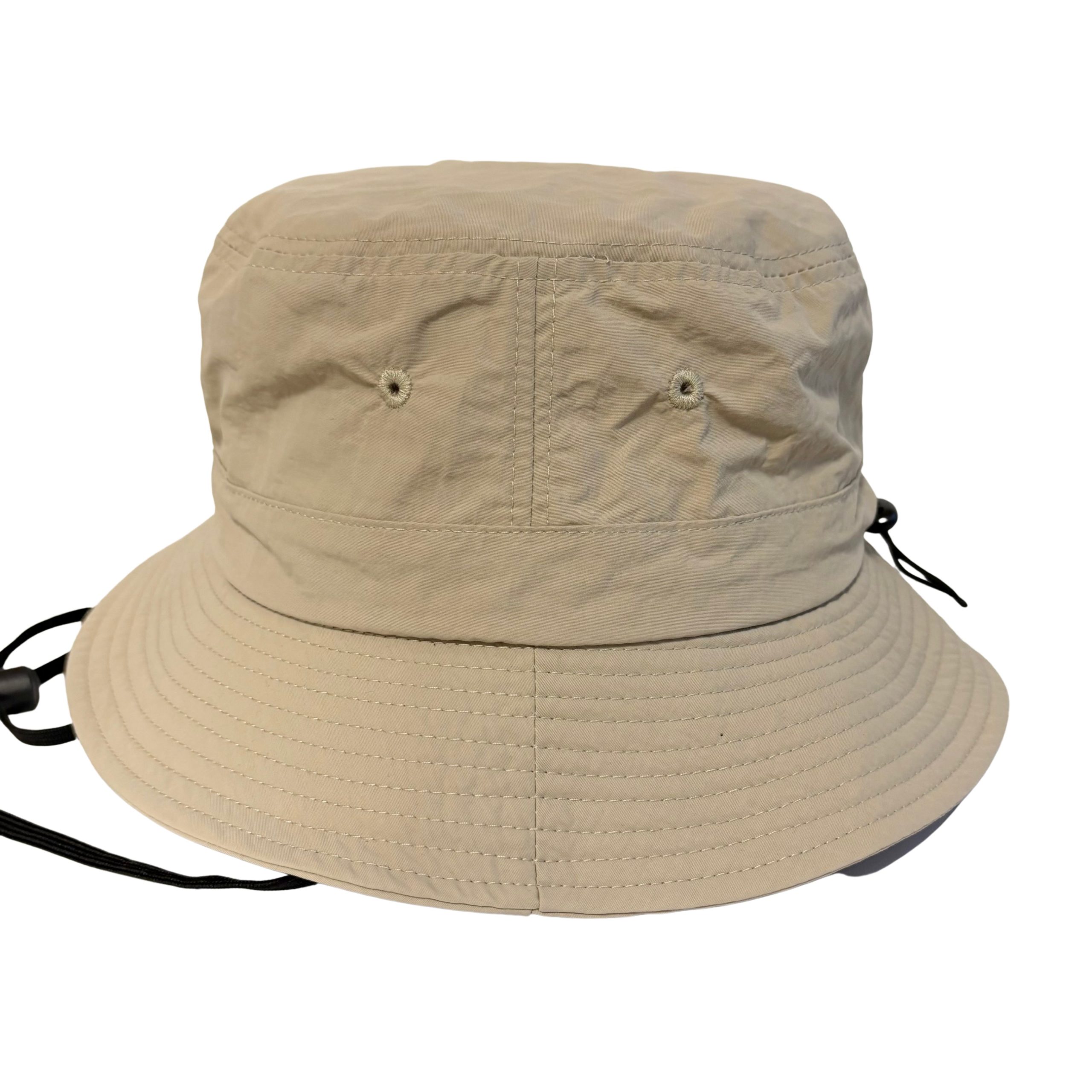 ナイロン風ホックサファリハット - ナイロン風 バケットハット ひも付き 無地 シンプル 小ぶり - 画像 (2)