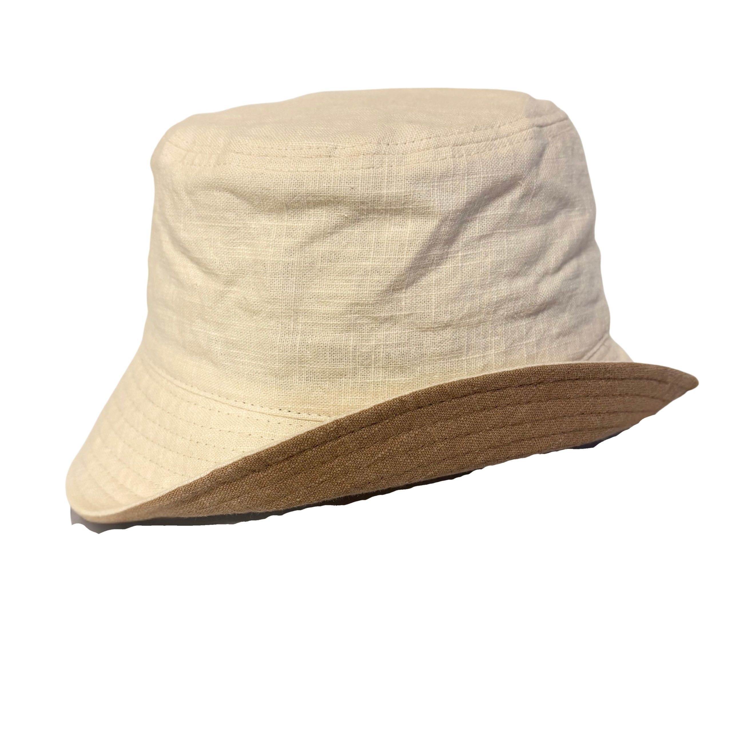 アサ風バイカラーバケットハット - バイカラー バケットハット ツバ裏 ツートン シンプル 無地 リネン