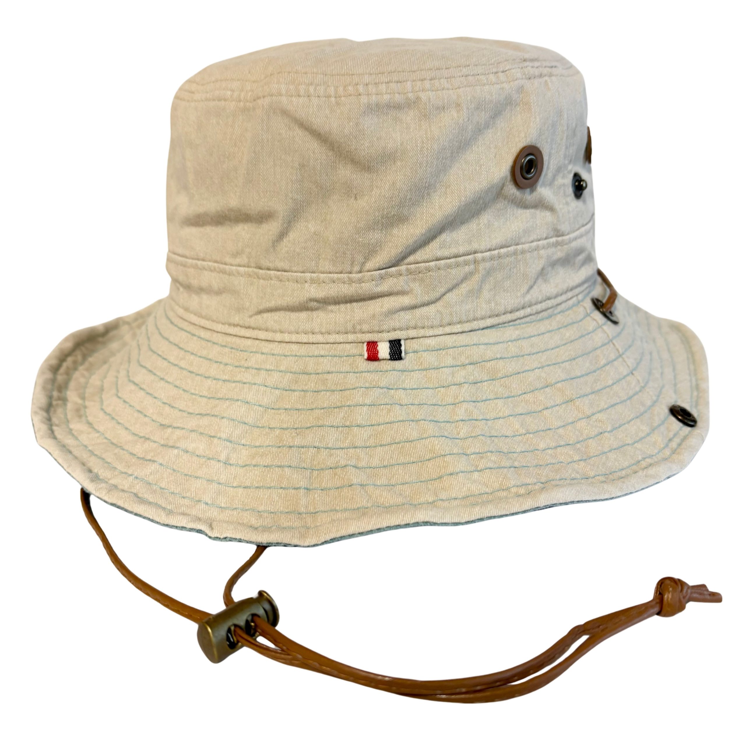 トリコロールホックサファリハット - ウォッシュ加工 トリコロール サファリハット ホック付き ツバ裏 ツートン
