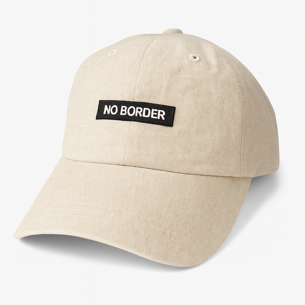 NO BORDER 刺繍 ロゴ タグ ウォッシュ加工 キャップ CAP